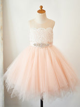 Short A-Line Tulle Sleeveless Jewel Neck Pageant Flower Girl Dresses-27dress