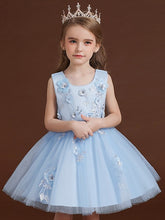 Short Ball Gown Jewel Neck Tulle Satin Chiffon Wedding Party Flower Girl Dresses-27dress