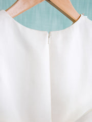 Short Ball Gown Satin Tulle Jewel Neck Wedding First Communion Flower Girl Dresses-27dress