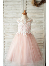Short Ball Gown Tulle Sleeveless Jewel Neck Wedding Birthday Flower Girl Dresses-27dress