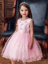 Short Ball Gown Tulle Sleeveless Jewel Neck Wedding Party Flower Girl Dresses-27dress