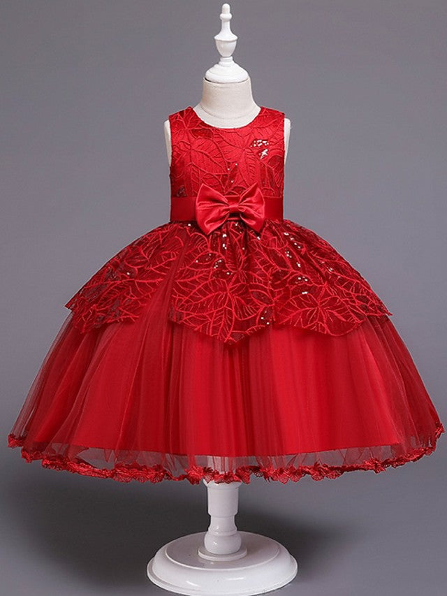 Short Ball Gown Tulle Sleeveless Jewel Neck Wedding Party Flower Girl Dresses-27dress