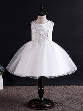 Short Ball Gown Tulle Sleeveless Jewel Neck Wedding Party Flower Girl Dresses-27dress