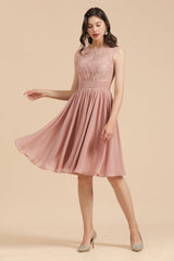 Short Lace Dusty Rose Junior Bridesmaid Dress-27dress