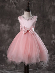 Short Princess Jewel Neck Wedding First Communion Pageant Flower Girl Dresses-27dress