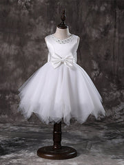 Short Princess Jewel Neck Wedding First Communion Pageant Flower Girl Dresses-27dress