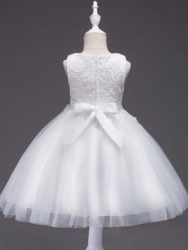 Short Princess Lace Tulle Jewel Neck Wedding First Communion Birthday Flower Girl Dresses-27dress