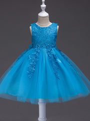 Short Princess Polyester Sleeveless Jewel Neck Party Pageant Flower Girl Dresses-27dress