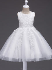 Short Princess Polyester Sleeveless Jewel Neck Party Pageant Flower Girl Dresses-27dress