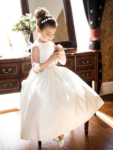 Short Princess Satin Jewel Neck Wedding First Communion Flower Girl Dresses-27Dress