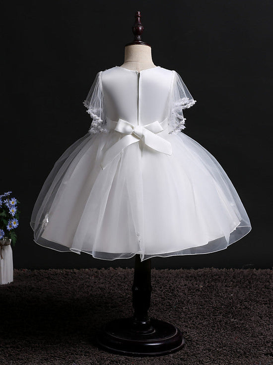 Short Princess Satin Tulle Flower Girl Dresses Wedding Birthday Party Dresses-27dress