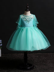 Short Princess Satin Tulle Flower Girl Dresses Wedding Birthday Party Dresses-27dress