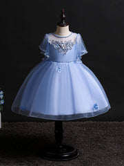 Short Princess Satin Tulle Flower Girl Dresses Wedding Birthday Party Dresses-27dress