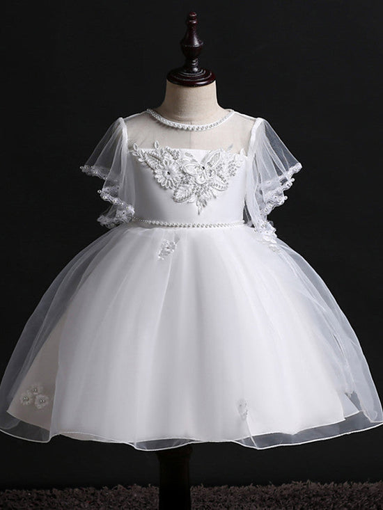 Short Princess Satin Tulle Flower Girl Dresses Wedding Birthday Party Dresses-27dress