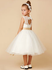 Short Princess Tulle Jewel Neck Wedding First Communion Flower Girl Dresses-27dress