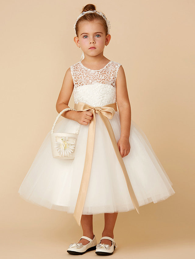 Short Princess Tulle Jewel Neck Wedding First Communion Flower Girl Dresses-27dress