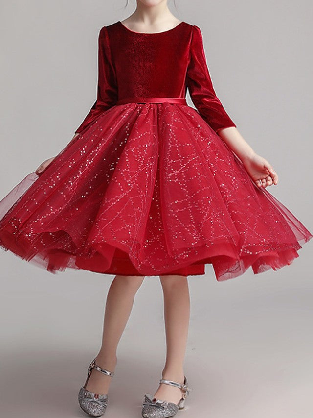 Short Princess Tulle Pageant Flower Girl Dresses with Sleeves-27dress