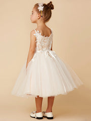 Short Princess Tulle Wedding First Communion Flower Girl Dresses-27dress