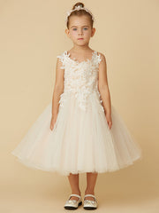 Short Princess Tulle Wedding First Communion Flower Girl Dresses-27dress