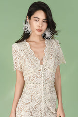 27Dress Short Sleeves V-neck A-line Lace Dress