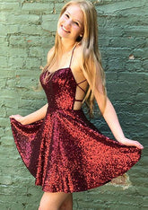 Short/Mini Sequined A-line Sweetheart Homecoming Dress-27dress