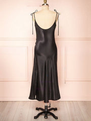 Silk-like Satin Tea-length Bridesmaid Dresses with Sheath/Column Cowl Neck