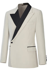 Simple Beige Peaked Lapel Men Suits For Prom