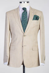 Simple Champagne Two Pieces Fashion Notched Lapel Men Business Suits