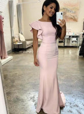 Simple Crew Neck Sheath Backless Long Formal Dress-27dress