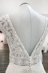 Simple Ivory Tulle Lace A-Line Wedding Dresses-27dress