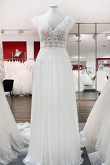 Simple Ivory Tulle Lace A-Line Wedding Dresses-27dress