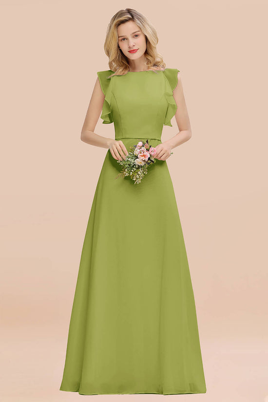 Simple Jewel Draped Sleeves Blushing Pink Bridesmaid Dress Online-27dress