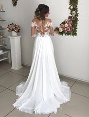 Simple Off-the-Shoulder Long Sleeves Wedding Dress with Lace-27dress