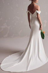 Simple Off-the-Shoulder Mermaid Wedding Dress-27dress