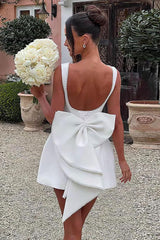 Simple Sleeveless Short Wedding Dresses with Bow-27dress