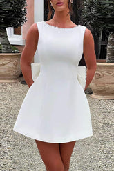 Simple Sleeveless Short Wedding Dresses with Bow-27dress
