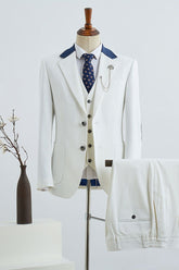 Simple White 3 Pieces Slim Fit Business Suit For Men