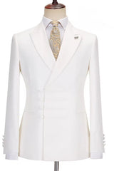 Simple Peaked Lapel Bespoke White Prom Suits
