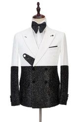 Simple White Peaked Lapel Double Breasted Slim Fit Men Suits For Prom