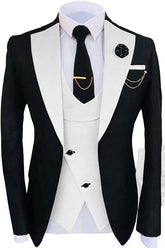 Simple Shawl Lapel Three Pieces White Prom Suits