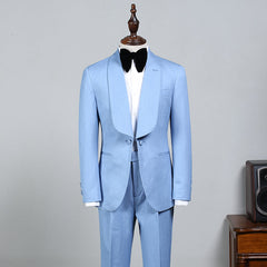 Sky Blue Bespoke Wedding Suit For Grooms
