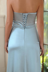 Sky Blue One Shoulder Sleeveless Sheath Long Prom Dress-27dress