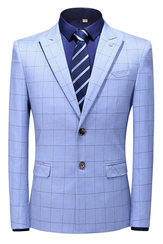 Sky Peaked Lapel Two Pieces Fancy Blue Business Suits