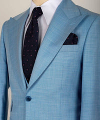 Sky Blue Three Pieces Peaked Lapel Men Suits