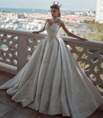 Sleeveless Ball Gown Wedding Dress With Sequins Luxurious Bridal Gowns-27dress