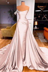 Sleeveless Beadings Mermaid Prom Dress One Shoulder With Detachable skirt