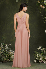 Sleeveless Bridesmaid Dress Long With Slit Online-27dress