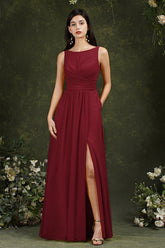 Sleeveless Bridesmaid Dress Long With Slit Online-27dress