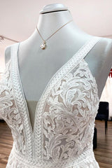 Sleeveless Ivory Lace Appliques A-Line Wedding Dresses-27dress