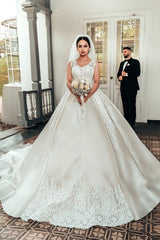 Sleeveless Lace Applqiues Wedding Dress Ball Gown Online-27dress